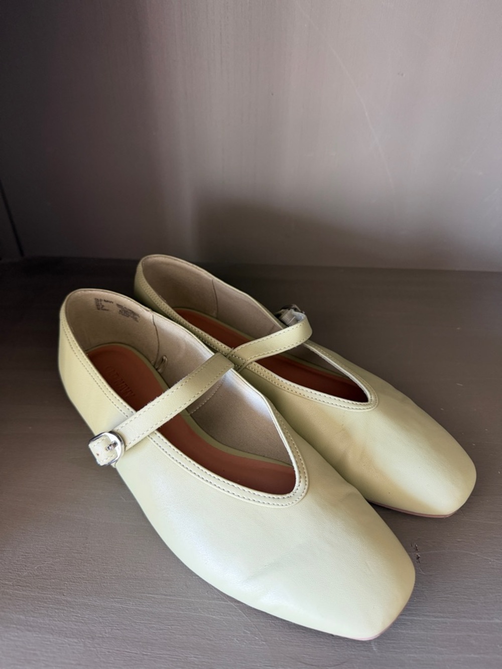 Green Mary Jane Flats